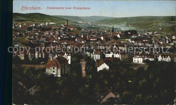 Pforzheim Totalansicht vom Wasserturm