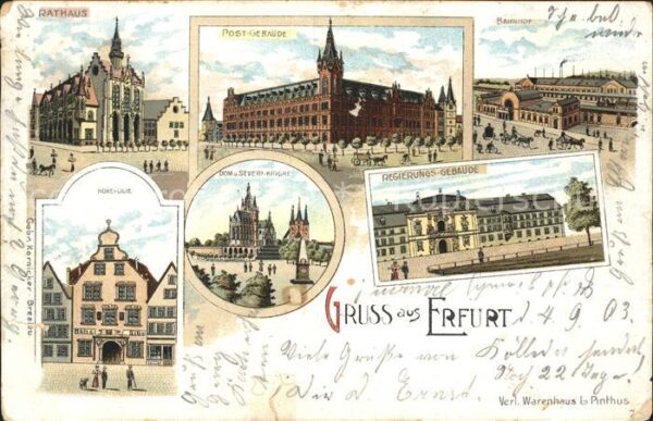 Erfurt Rathaus Postgebäude Bauhof Dom Severi K