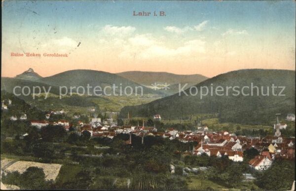 Lahr Schwarzwald Totalansicht mit Ruine Hohen Geroldseck