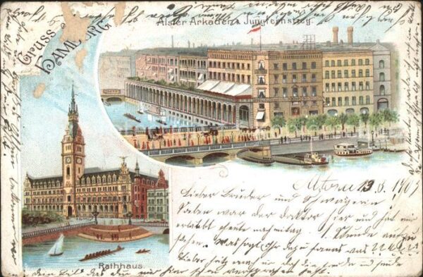 Hamburg Alster Arkaden Jungfernsteig Rathhaus