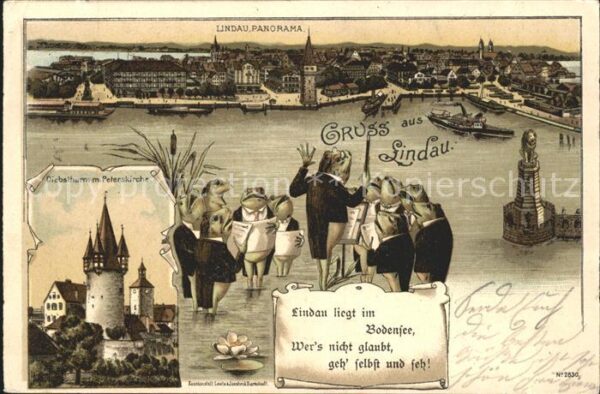 Lindau Bodensee Panorama Diebsthurm mit Peterskirche Ha