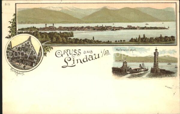 Lindau Bodensee Hafeneinfahrt Panorama Rathhaus