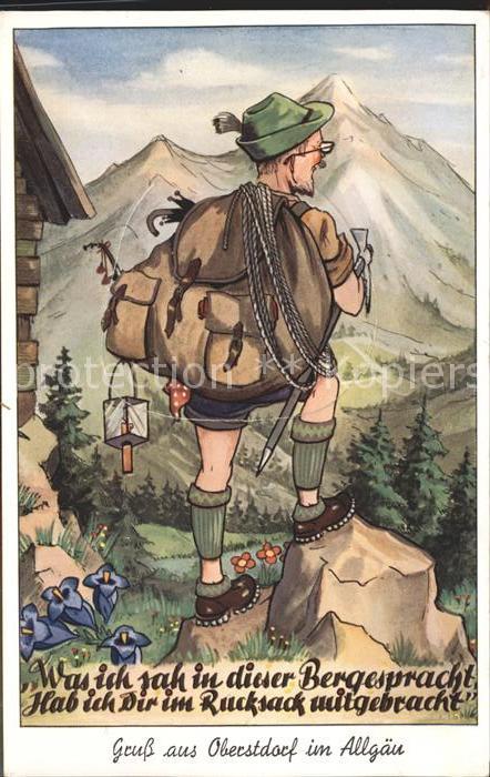 Oberstdorf Bergsteiger Karikatur