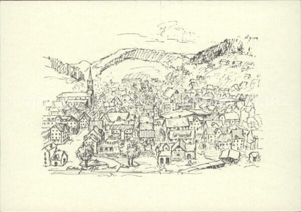 Furtwangen Städtebild Zeichnung