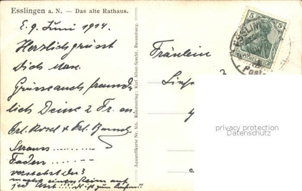 Esslingen Neckar Altes Rathaus Künstlerkarte Marschall – Bild 2