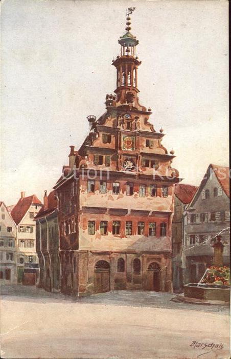 Esslingen Neckar Altes Rathaus Künstlerkarte J. Marschal
