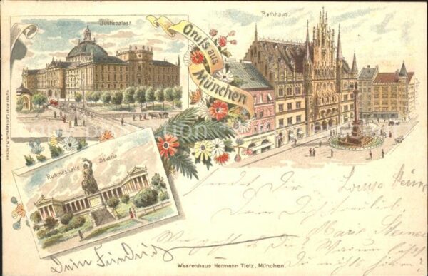 Muenchen Rathaus Justizpalast Ruhmeshalle Bavari
