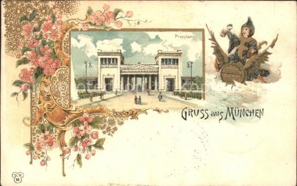 Muenchen Propylaen Münchner Kindl Litho