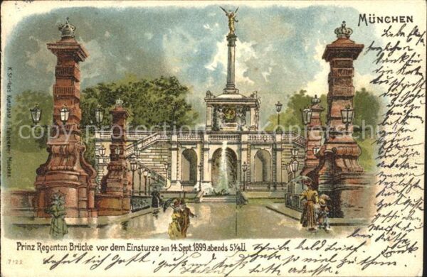 Muenchen Prinz Regenten Brücke Litho