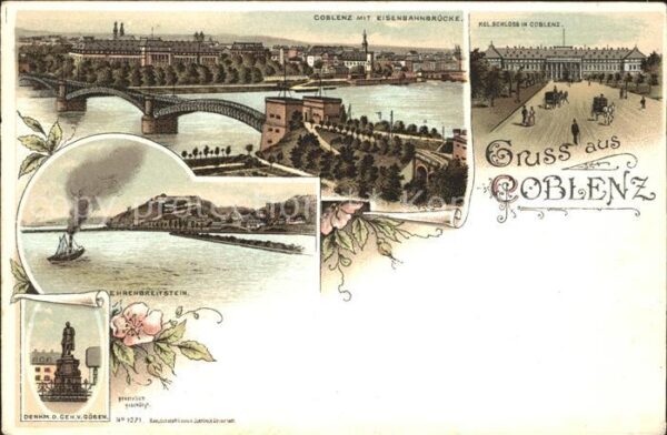 Koblenz Rhein Eisenbahnbrücke Schloss Goeben-Denkmal