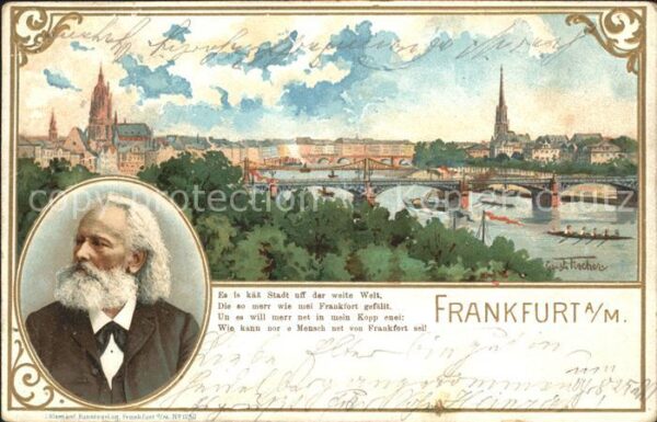 Frankfurt Main Gedicht Künstlerkarte Gust. Fischer Lit