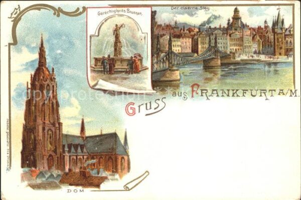 Frankfurt Main Gerechtigkeitsbrunnen Dom Eiserner Steg