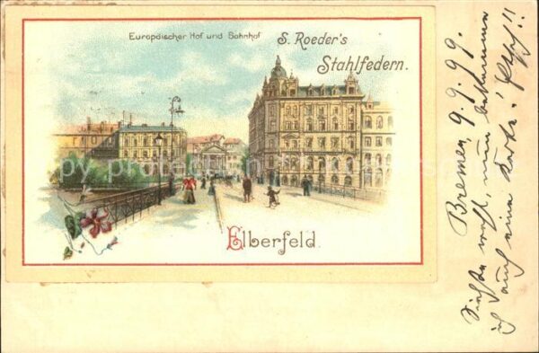Elberfeld Wuppertal Europäischer Hof Bahnhof Litho