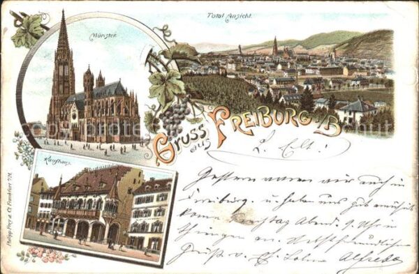Freiburg Breisgau Münster Kaufhaus Litho