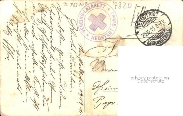Neustadt Schwarzwald Stempel Vereins-Lazarett – Bild 2