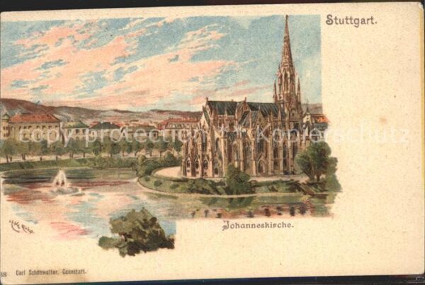 Stuttgart Johanneskirche Litho