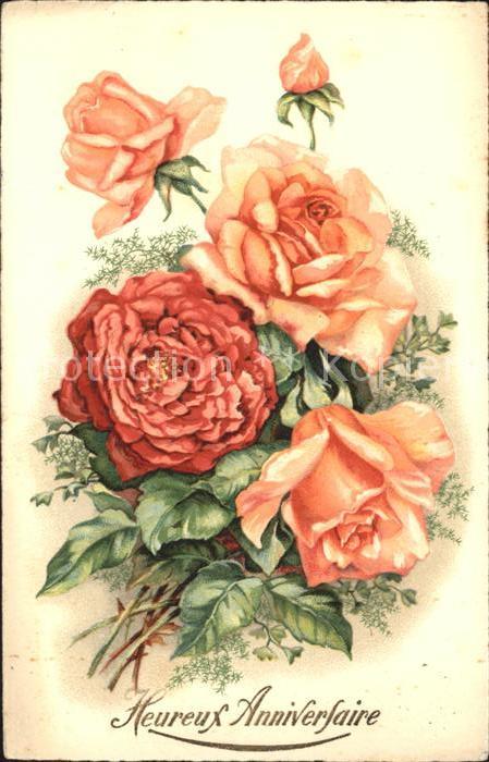 Rosen Glückwunsch Litho