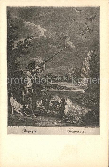 Jagd Flugschütze Künstlerkarte Johann Elias
