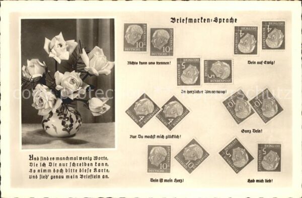 Briefmarkensprache Rosen Gedicht Verlag-Amag-Nr. 70431