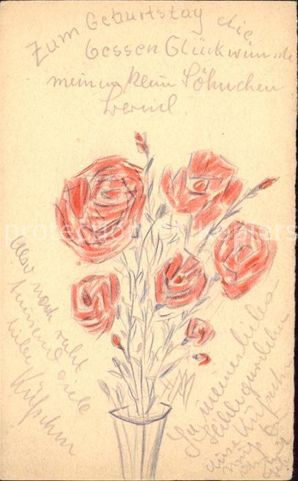 Handgemalt Rosen Glückwunsch Geburtstag