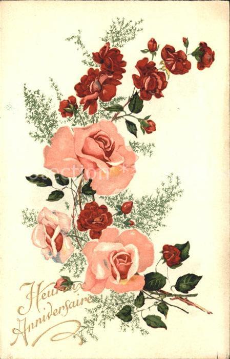 Rosen Glückwunsch Litho