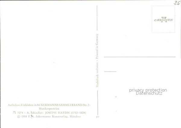 Haydn Joseph Künstlerkarte A. Schindler Nr. 7074 F.A – Bild 2
