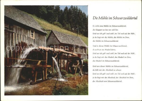 Liederkarte Die Mühle im Schwarzwäldertal