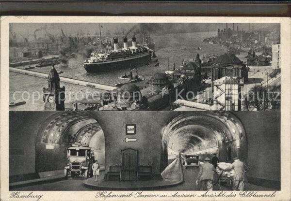 Dampfer Oceanliner Hamburg-Steinwärder Hafen Elbtunnel