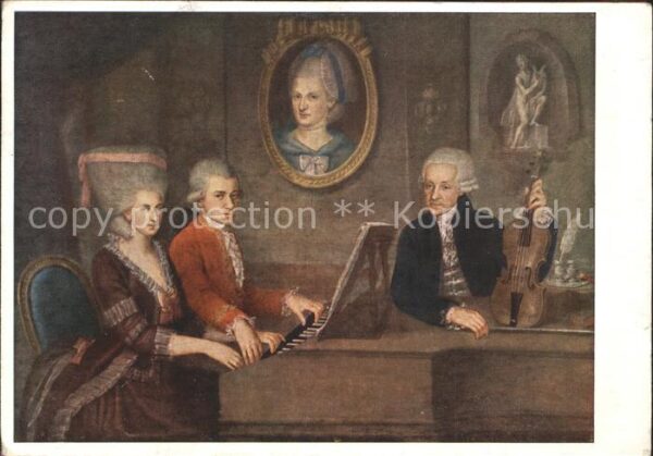 Mozart Wolfgang Amadeus Ölgemälde J. N. de la Croce Die Familie