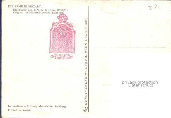 Mozart Wolfgang Amadeus Ölgemälde J. N. de la Croce Die Familie – Bild 2