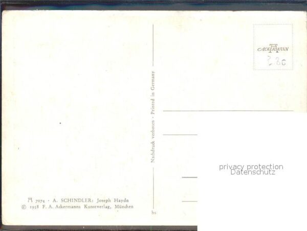 Haydn Joseph Künstlerkarte A. Schindler Nr. 7074 F.A – Bild 2