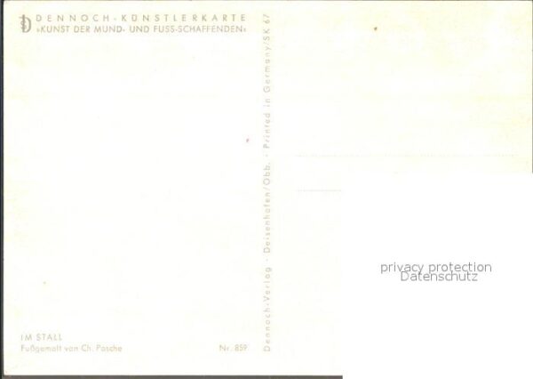 Kuenstlerkarte Ch. Pasche Im Stall Fussgemalt Nr. 859 – Bild 2
