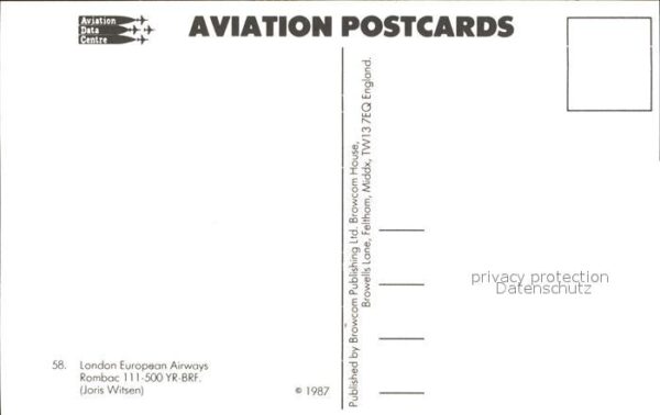 Flugzeuge Zivil London European Airways rombac 111-50 Y – Bild 2
