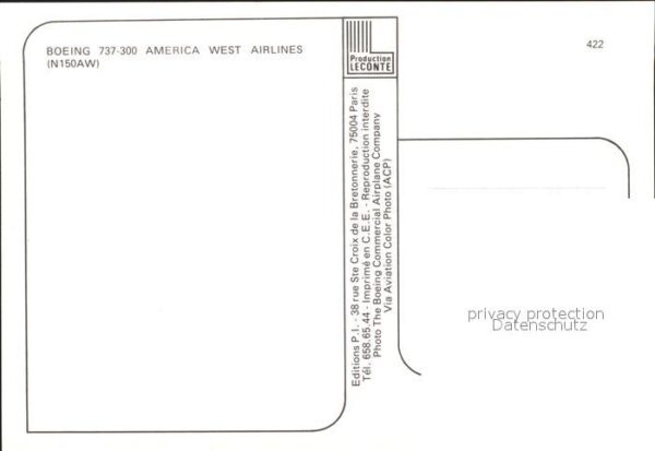 Flugzeuge Zivil America West Airlines Boeing 737-300 N1 – Bild 2