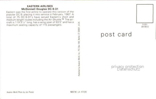 Flugzeuge Zivil Eastern Airlines McDonnell Douglas DC-9 – Bild 2