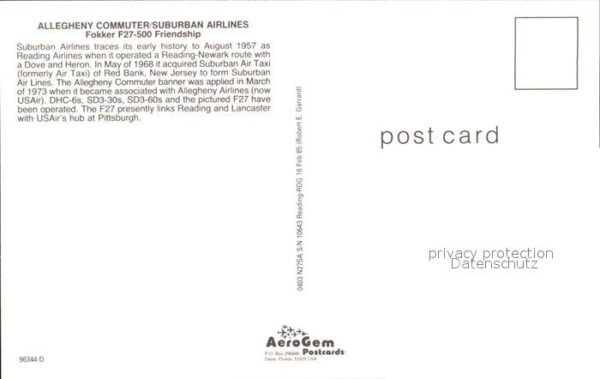 Flugzeuge Zivil Allegheny Commuter Suburban Airlines Fo – Bild 2