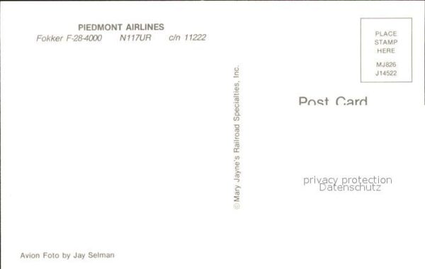 Flugzeuge Zivil Piedmont Airlines Fokker F-28-4000 N117 – Bild 2