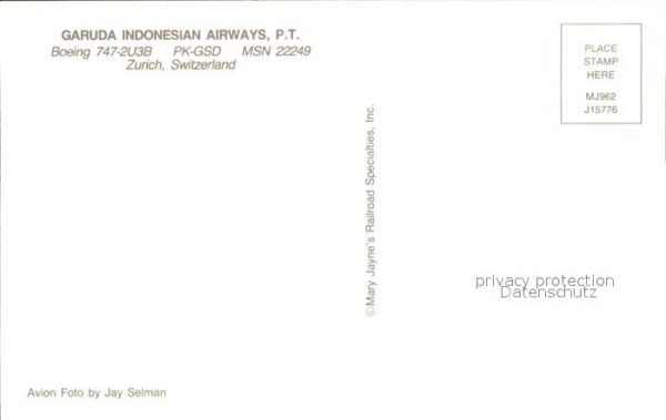 Flugzeuge Zivil Garuda Indonesian Airways P.T. Boeing 7 – Bild 2
