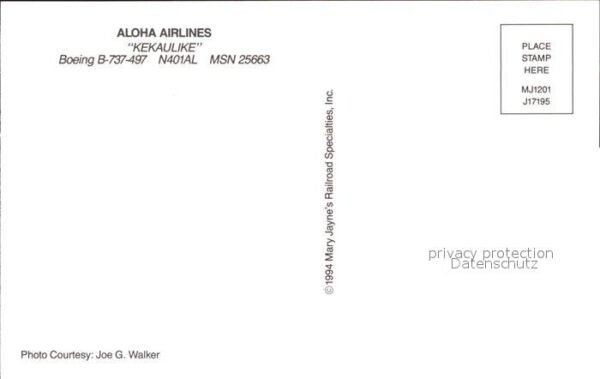 Flugzeuge Zivil Aloha Airlines Kekaulike Boeing B-737-4 – Bild 2