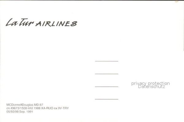 Flugzeuge Zivil La Tur Airlines McDonnell Douglas MD87 – Bild 2
