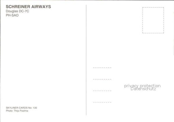 Flugzeuge Zivil Schreiner Airways Douglas DC-7C PH-SAO – Bild 2