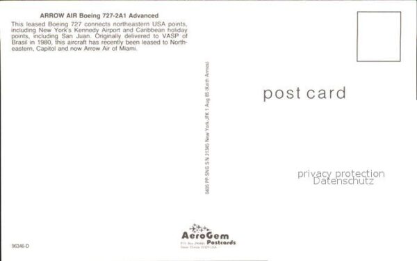 Flugzeuge Zivil Arrow Air Boeing 727-2A1 Advanced PP-SN – Bild 2