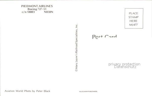 Flugzeuge Zivil Piedmont Airlines Boeing 727-51 N838N c – Bild 2