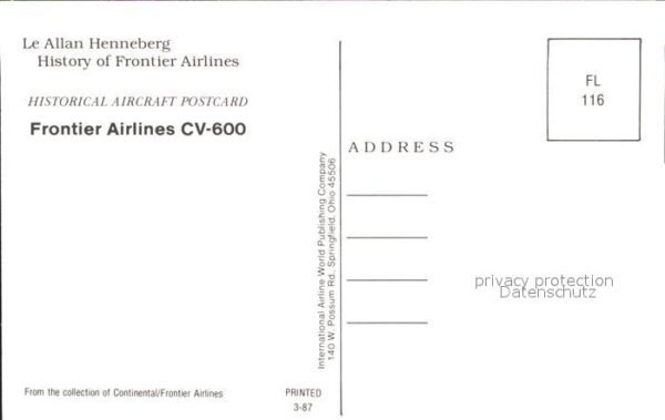 Flugzeuge Zivil Frontier Airlines CV-600 – Bild 2