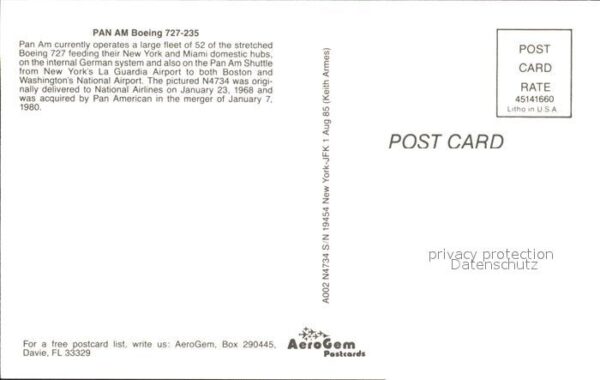 Flugzeuge Zivil Pan Am Boeing 727-235 N4734 – Bild 2