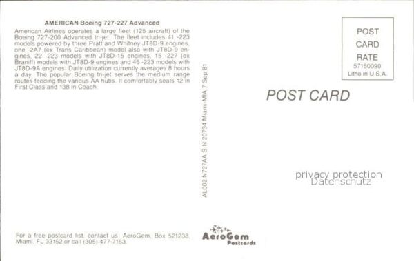 Flugzeuge Zivil American Boeing 727-227 Advanced N727AA – Bild 2