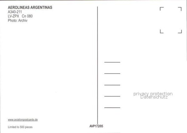 Flugzeuge Zivil Aerolineas Argentinas A340-211 LV-ZPX c – Bild 2