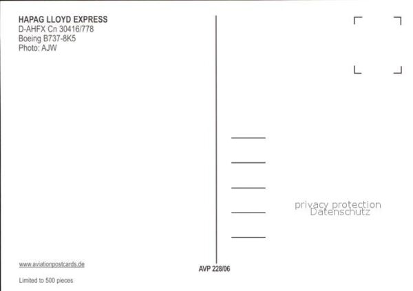 Flugzeuge Zivil Hapag Lloyd Express Boeing B737-8K5 D-A – Bild 2