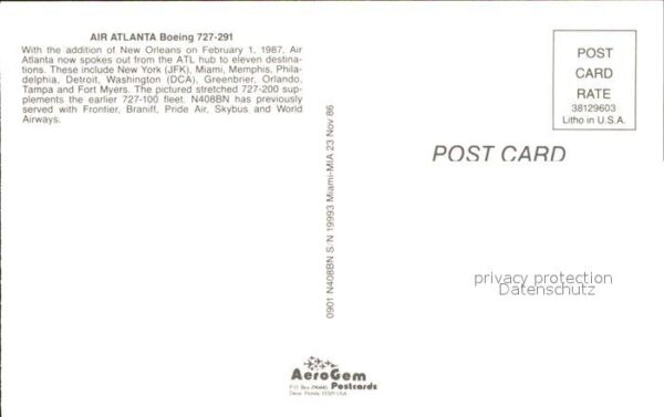 Flugzeuge Zivil Air Atlanta Boeing 727-291 N408BN – Bild 2