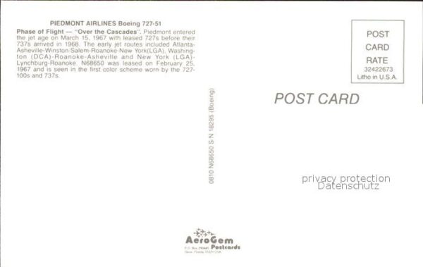 Flugzeuge Zivil Piedmont Airlines Boeing 727-51 N68860 – Bild 2